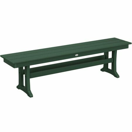 POLYWOOD Farmhouse 65'' x 13 5/8'' Green Trestle Bench 633PL36T1LGR